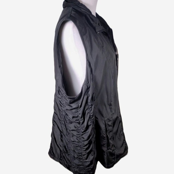 💸$14 Barbara Lebek Black Women's 2X Ruched Side Vest - Picture 2 of 4